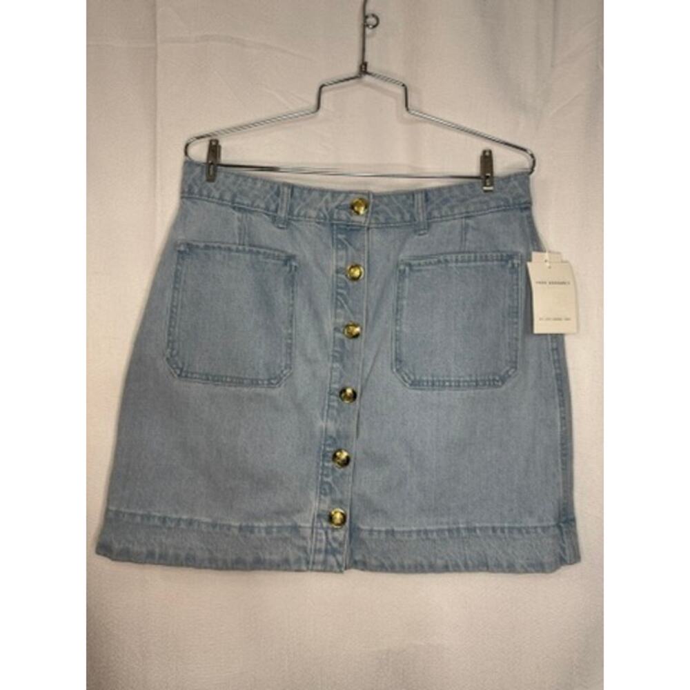 414. Free Assembly Blue Gingham Top & Denim Skirt Set Size 10-12 NWT - Picture 6 of 7